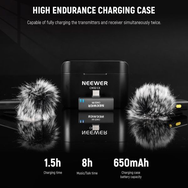 Бездротовий петличний мікрофон Neewer CM32 (USB-С) для Android, iPhone, DSLR камер, планшетів 21000077 фото