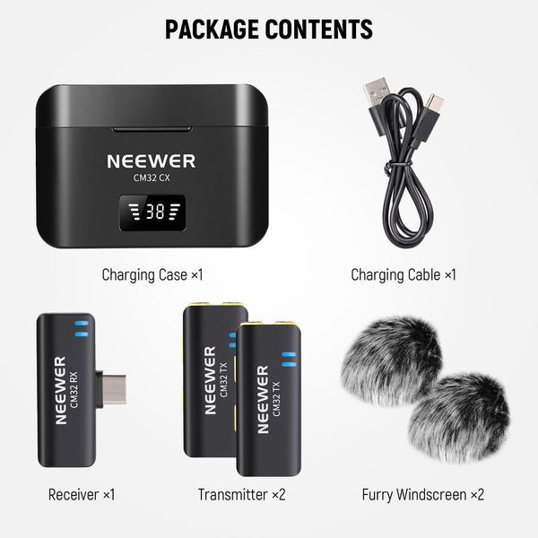 Бездротовий петличний мікрофон Neewer CM32 (USB-С) для Android, iPhone, DSLR камер, планшетів 21000077 фото