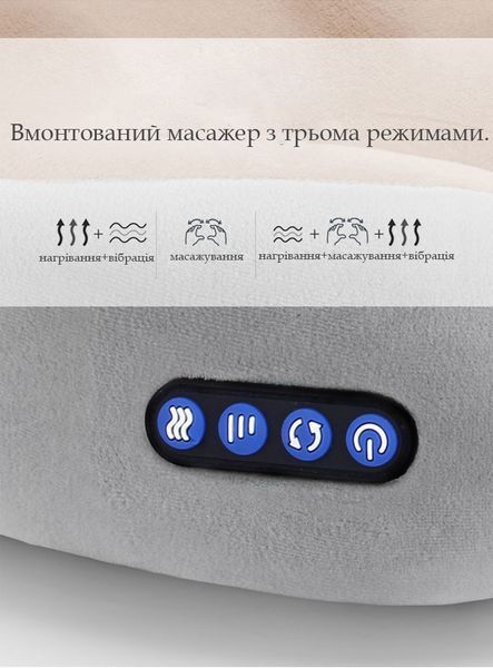 Дорожня масажна ортопедична подушка підголівник для подорожей з пам'яттю та підігрівом з вбудованим акумулятором 101001 фото