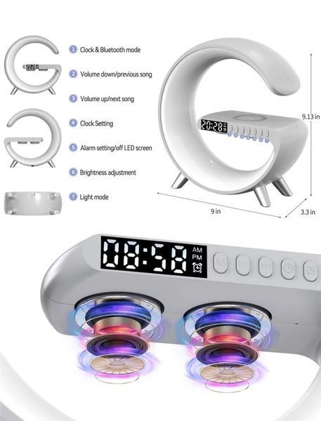 Настільна лампа RGB - G безпровідна зарядка, колонка White