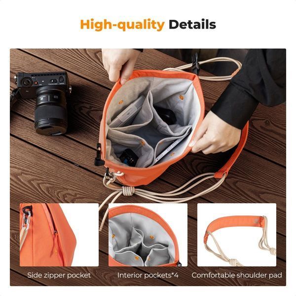 Легка сумка на одне плече для фотоапарата K&F Concept Camera Sling Bag 5л Urban Wander U11 Orange (KF13.168) KF13.168 фото