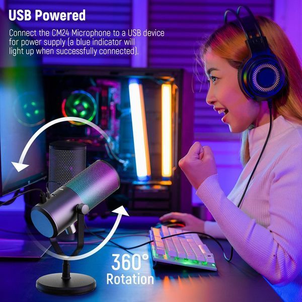 Ігровий USB мікрофон Neewer CM24 з RGB підсвічуванням