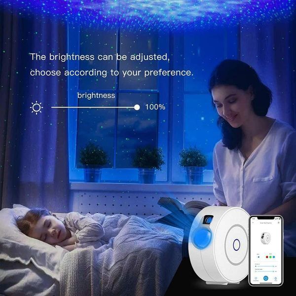 Світлодіодний нічник проектор зоряне небо Tuya WiFi Alexa Voice Control APP Control White 100309 фото