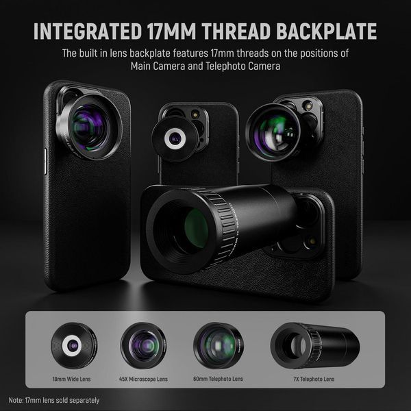 Чохол Neewer PA054 Phone Case з адаптерами для фільтрів 17 і 67мм для iPhone 15 Pro Max Black