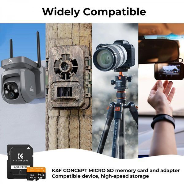 Картка пам&rsquo;яті micro SD card 64G U3/V30/A1 K&F Concept з SD адаптером (KF42.0012)