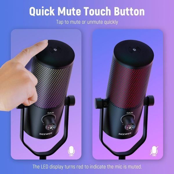Ігровий USB мікрофон Neewer CM24 з RGB підсвічуванням