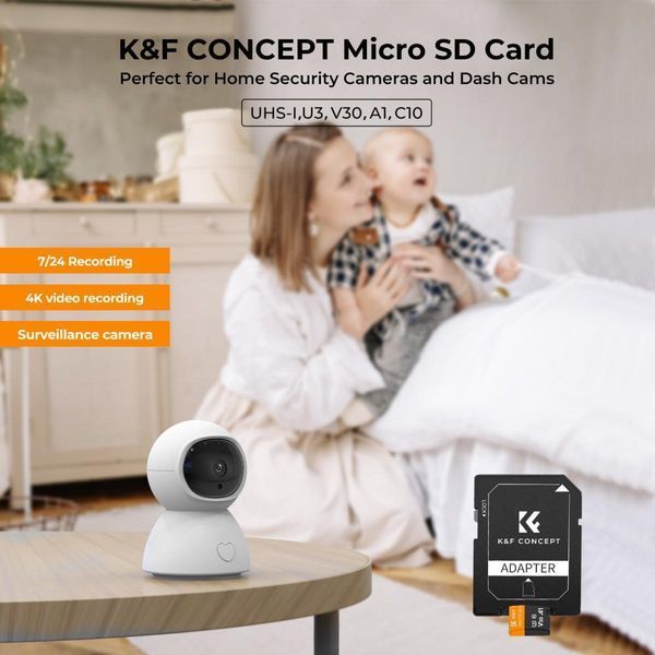 Картка пам&rsquo;яті micro SD card 64G U3/V30/A1 K&F Concept з SD адаптером (KF42.0012)