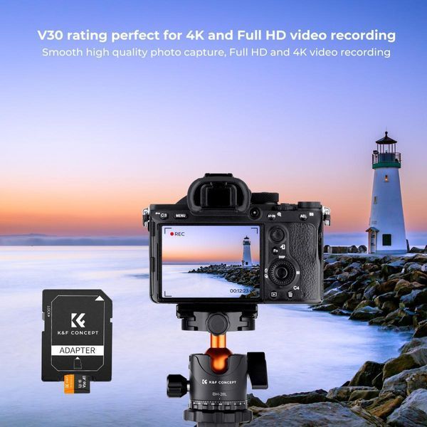 Картка пам&rsquo;яті micro SD card 64G U3/V30/A1 K&F Concept з SD адаптером (KF42.0012)