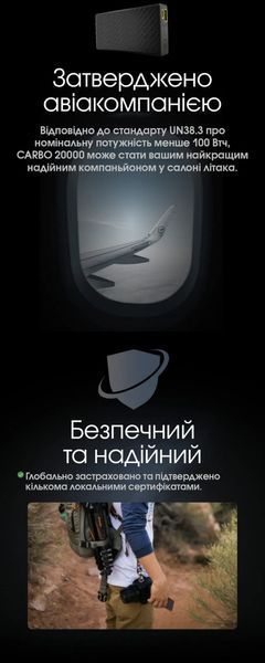 Зовнішній зарядний пристрій павербанк Power Bank Nitecore CARBO 20000 (20W, QC 3.0, 20000mAh) 011303 фото