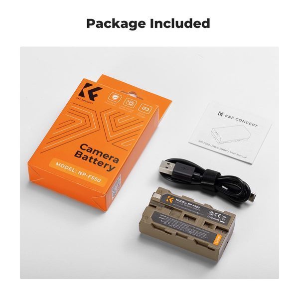 Акумулятор K&F Concept NP-F550 для Sony 3500mAh із зарядним портом USB Type-C (KF28.0035) KF28.0035 фото