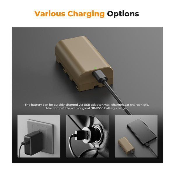 Акумулятор K&F Concept NP-F550 для Sony 3500mAh із зарядним портом USB Type-C (KF28.0035) KF28.0035 фото