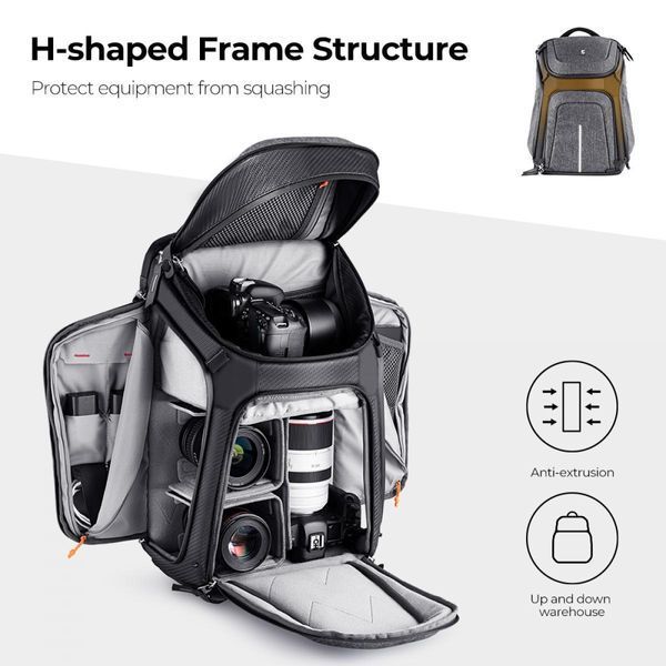 Рюкзак K&F Concept Alpha 25 л для фотосъемки, водонепроницаемая сумка для фотоаппарата Star Wander 01 (серый) KF13.105 фото