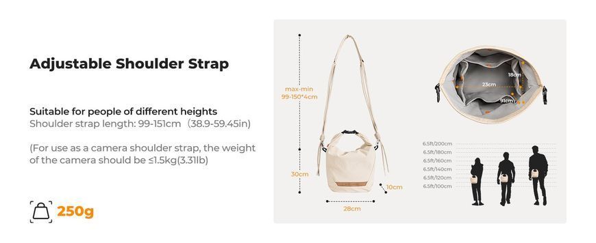 Легка сумка на одне плече для фотоапарата K&F Concept Camera Sling Bag 5л Urban Wander U11 Beige (KF13.168V1)