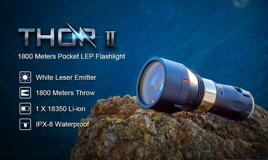 Ліхтар лазерний LEP Lumintop Thor II Aluminium Black (500Люмен, 1800м, 1*18350)