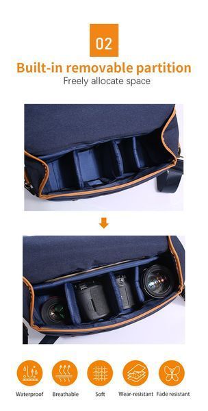 Водостійка сумка-слінг на плече для дзеркальних камер K&F Concept Sling Bag 10L Urban Wander 04 (синя) (KF13.062V1)