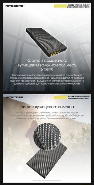 Зовнішній зарядний пристрій повербанк Power Bank Nitecore NB10000 GEN2 чорний (QC 3.0, 10000mAh)