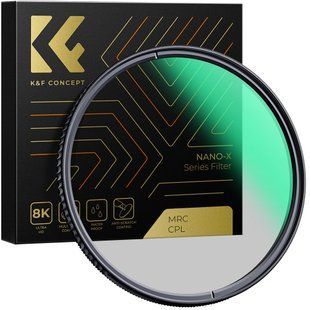 Поляризаційний ультратонкий світлофільтр K&F Concept Nano-X MRC CPL 62мм + 3 серветки з мікрофібри (KF01.995V1) KF01.974V1 фото