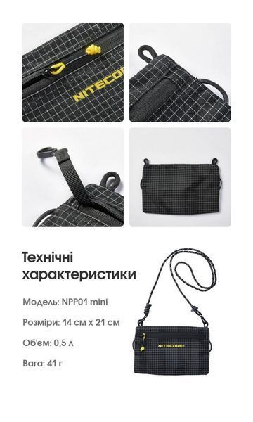 Универсальная водостойкая повседневная сумка Nitecore NPP01 mini емкость 0.5л 010807 фото