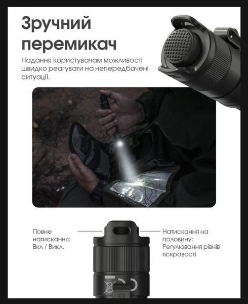 Потужний кишеньковий ручний ліхтар Nitecore MT2A Pro (1000Люмен, 255м) 010335 фото