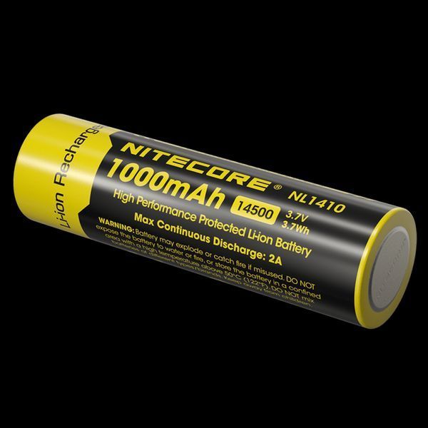 Акумулятор літієвий Li-Ion 14500 Nitecore NL1410 (1000mAh), захищений