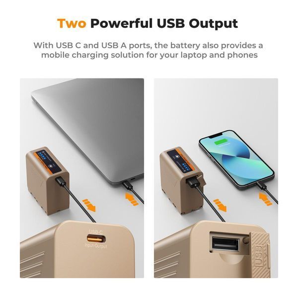 Акумулятор K&F Concept NP-F970 для Sony, 10500mAh із зарядним портом Type-C та USB-A , 20W PD (KF28.0036) KF28.0036 фото