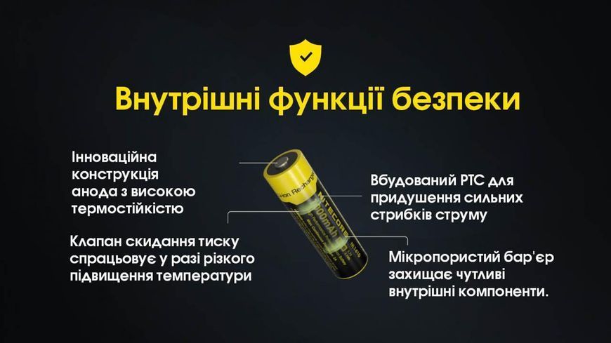 Акумулятор літієвий Li-Ion 14500 Nitecore NL1410 (1000mAh), захищений