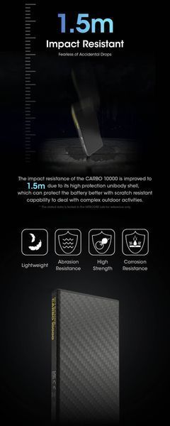 Зовнішній зарядний пристрій повербанк Power Bank Nitecore CARBO 10000 (20W, QC 3.0, 10000mAh)