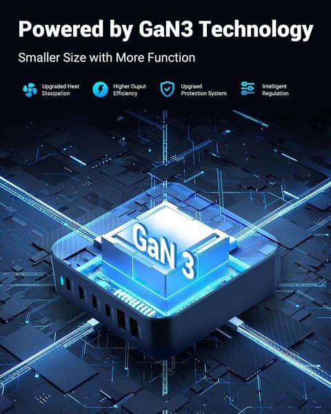 Настільний USB зарядний пристрій хаб 6в1 220W GaN3 (4*USB Type-C, 2*USB Type-A, швидка зарядка) 120101.2 фото