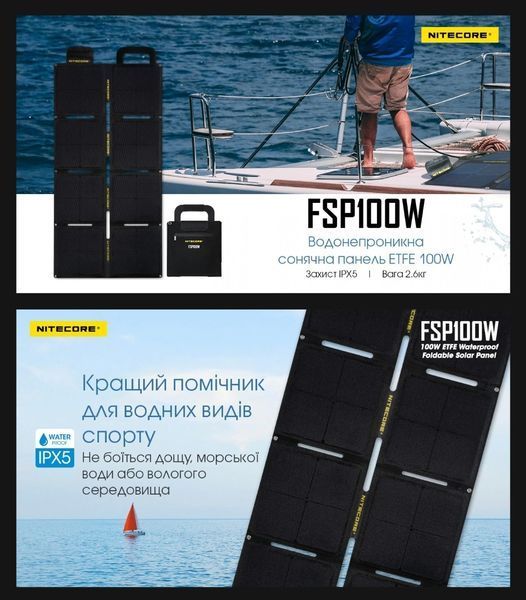 Панель сонячна Nitecore FSP100W (100W), вологозахищена 010415 фото