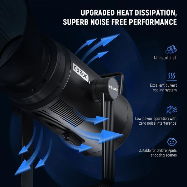 Потужне двоколірне студійне відеосвітло NEEWER CB200B 210W Bi-Color LED Video Light (2700-6500K, APP контроль, 2,4G) 10103569 фото