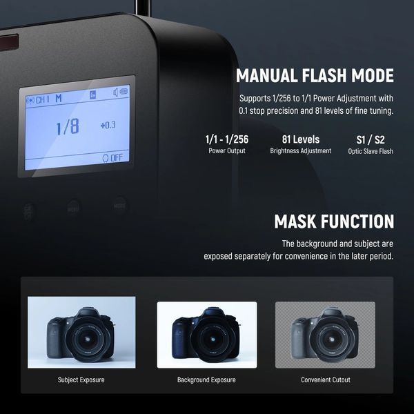 Студійний спалах на штатив NEEWER Q4 400W 2.4G TTL Flash з акумулятором та прямокутною сумкою 5600К, CRI 95+