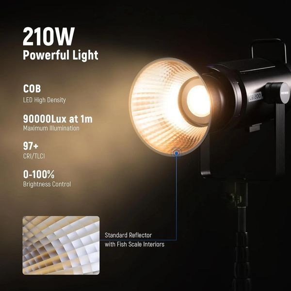 Потужне двоколірне студійне відеосвітло NEEWER CB200B 210W Bi-Color LED Video Light (2700-6500K, APP контроль, 2,4G) 10103569 фото