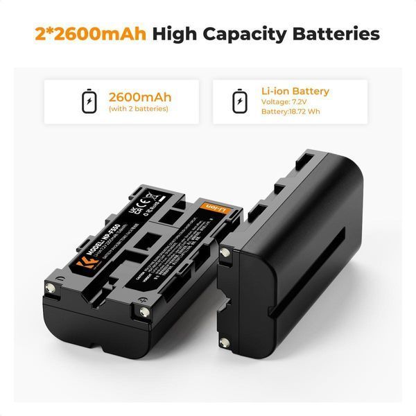 Комплект з двох акумуляторів 2600mAh та зарядного пристрою K&F Concept NP-F550 для Sony (KF28.0046)