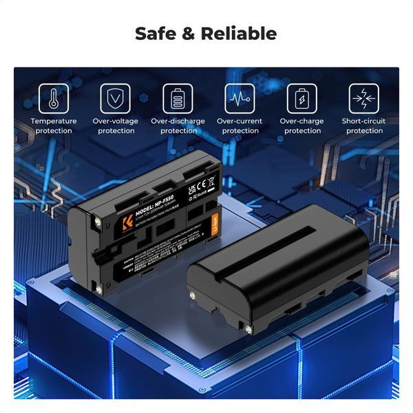 Комплект з двох акумуляторів 2600mAh та зарядного пристрою K&F Concept NP-F550 для Sony (KF28.0046)