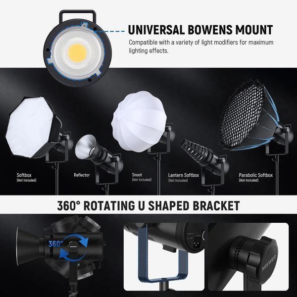Потужне двоколірне студійне відеосвітло NEEWER CB200B 210W Bi-Color LED Video Light (2700-6500K, APP контроль, 2,4G) 10103569 фото