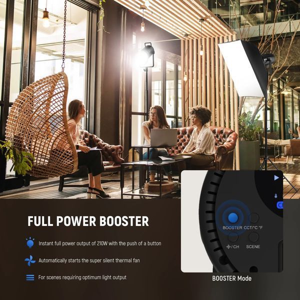 Потужне двоколірне студійне відеосвітло NEEWER CB200B 210W Bi-Color LED Video Light (2700-6500K, APP контроль, 2,4G) 10103569 фото