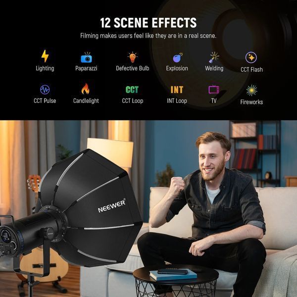 Потужне двоколірне студійне відеосвітло NEEWER CB200B 210W Bi-Color LED Video Light (2700-6500K, APP контроль, 2,4G) 10103569 фото