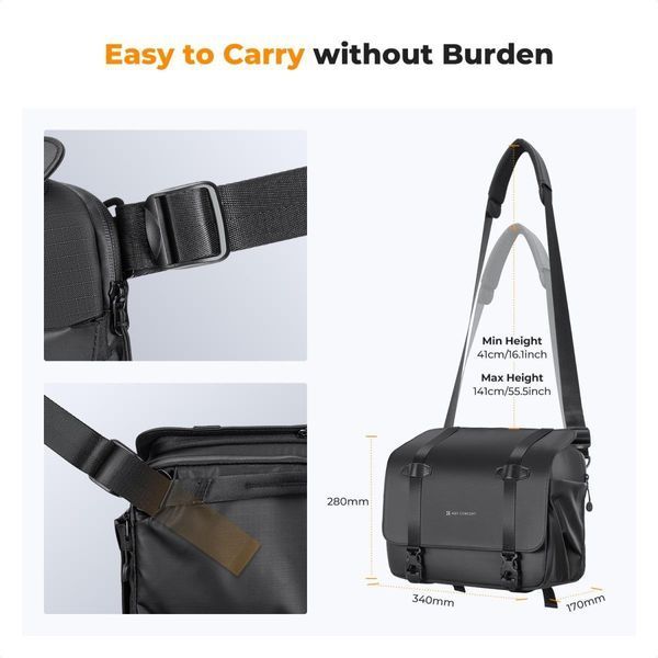 Cумка на плечо для фотоаппарата K&F Concept Camera Sling Bag 10л Urban Wander 10 Black (KF13.163) KF13.163 фото