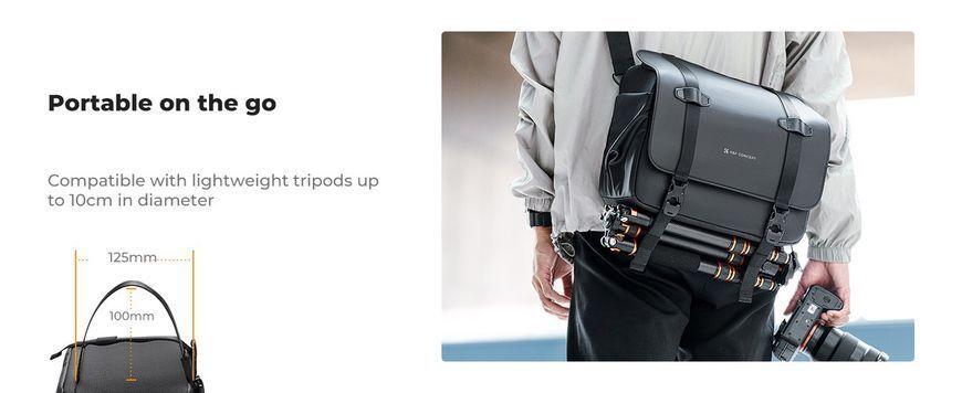 Cумка на плечо для фотоаппарата K&F Concept Camera Sling Bag 10л Urban Wander 10 Black (KF13.163) KF13.163 фото