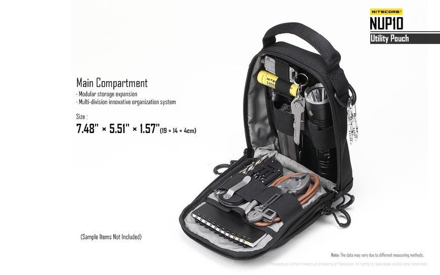 Універсальна сумка Nitecore NUP10 щоденна, чорна (CORDURA 1000D, Hypalon)