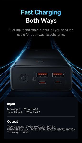 Зовнішній зарядний пристрій повербанк Baseus Star Lord Display 22.5W 20000 mAh black 020901 фото