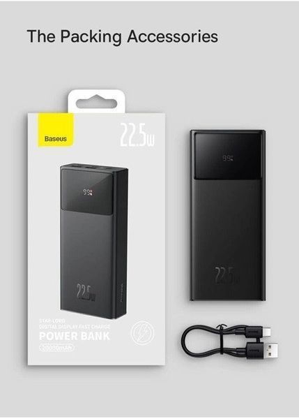 Зовнішній зарядний пристрій повербанк Baseus Star Lord Display 22.5W 20000 mAh black 020901 фото