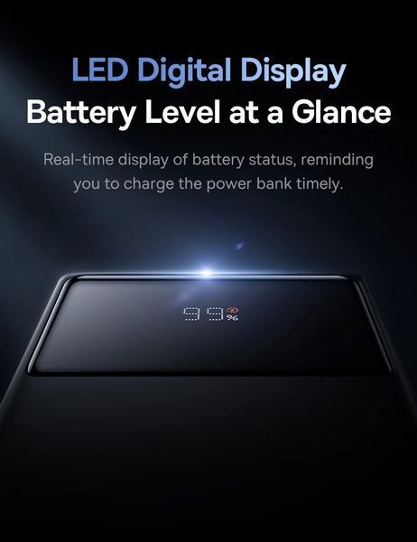 Зовнішній зарядний пристрій повербанк Baseus Star Lord Display 22.5W 20000 mAh black 020901 фото