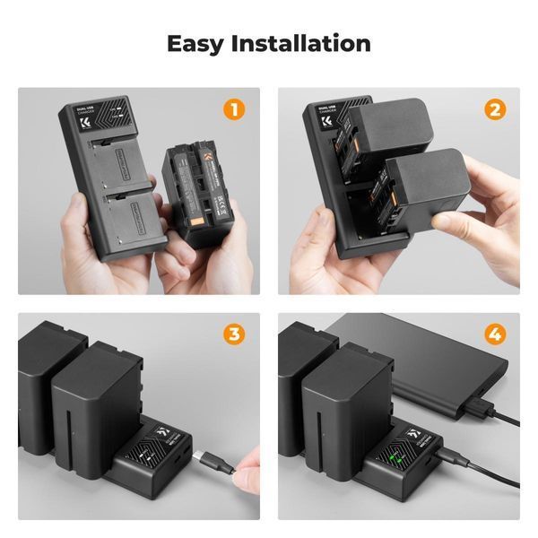 Комплект з двох акумуляторів 6600mAh та зарядного пристрою K&F Concept NP-970 для Sony (KF28.0047) KF28.0047 фото