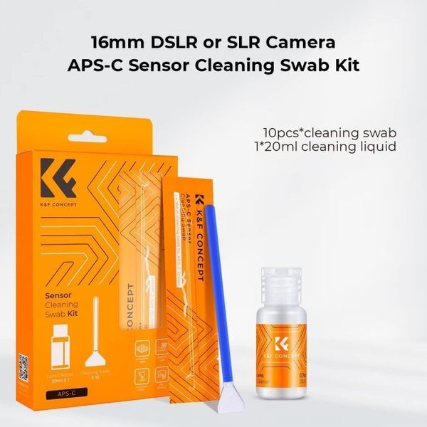 Набір для чищення матриці K&F Concept 16mm APS-C (10 сухих швабр, 20мл рідини) (SKU.1616) SKU.1616 фото