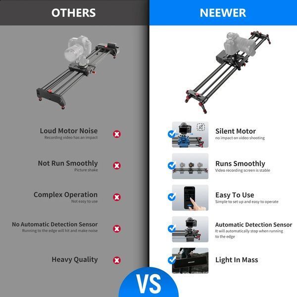 Моторизований слайдер камери з вуглецевого волокна NEEWER ER1-100 з APP керуванням 10100621 фото