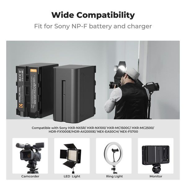 Комплект з двох акумуляторів 6600mAh та зарядного пристрою K&F Concept NP-970 для Sony (KF28.0047) KF28.0047 фото