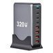 Настольное USB зарядное устройство хаб 8в1 320W GaN3 (4*USB Type-C, 4*USB Type-A, быстрая зарядка) 120101.3 фото 1