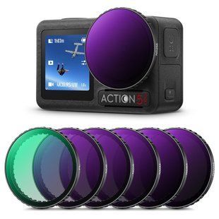 Набор вставных фильтров K&F Concept CPL+ND8+ND16+ND32+ND64+ND256 для DJI Osmo Action 4 и Osmo Action 5 Pro, 6шт. (SKU.2338V1) SKU.2338V1 фото
