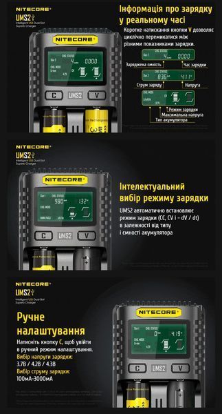 Nitecore UMS2 Зарядний пристрій двоканальний 010403 фото